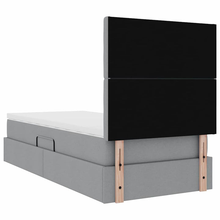 Seng med opbevaring og madras Lysegrå 100 x 200 cm Stof