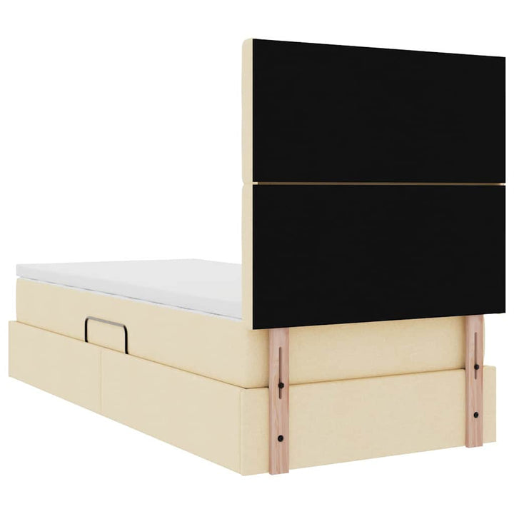Seng med opbevaring og madras Creme 100 x 200 cm Stof
