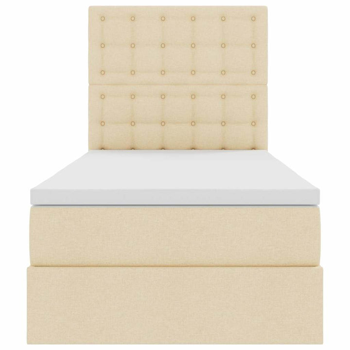 Seng med opbevaring og madras Creme 100 x 200 cm Stof