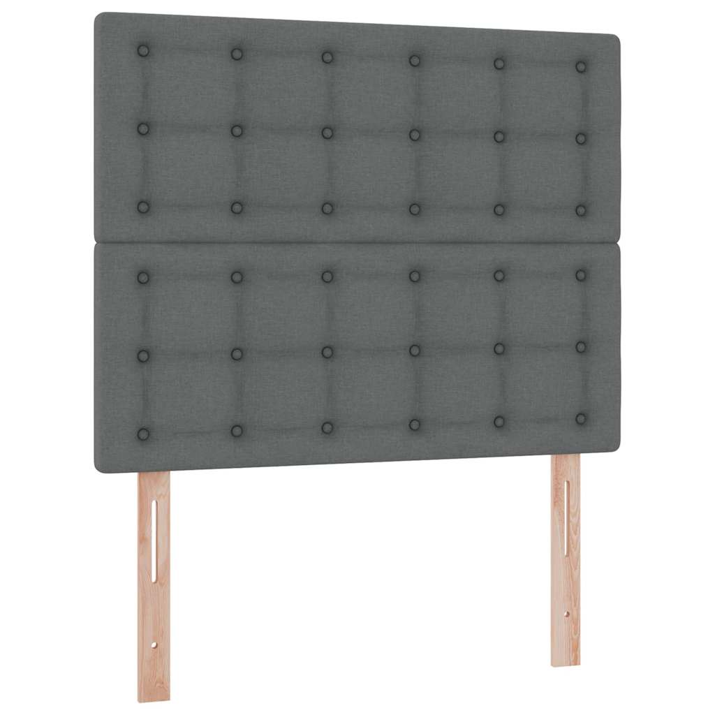 Seng med opbevaring og madras Mørkegrå 120 x 190 cm Stof