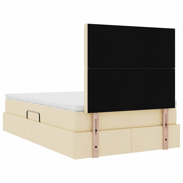 Seng med opbevaring og madras Creme 120 x 190 cm Stof