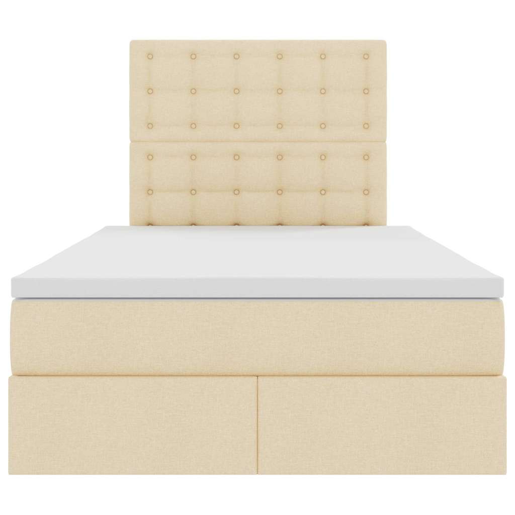 Seng med opbevaring og madras Creme 120 x 190 cm Stof