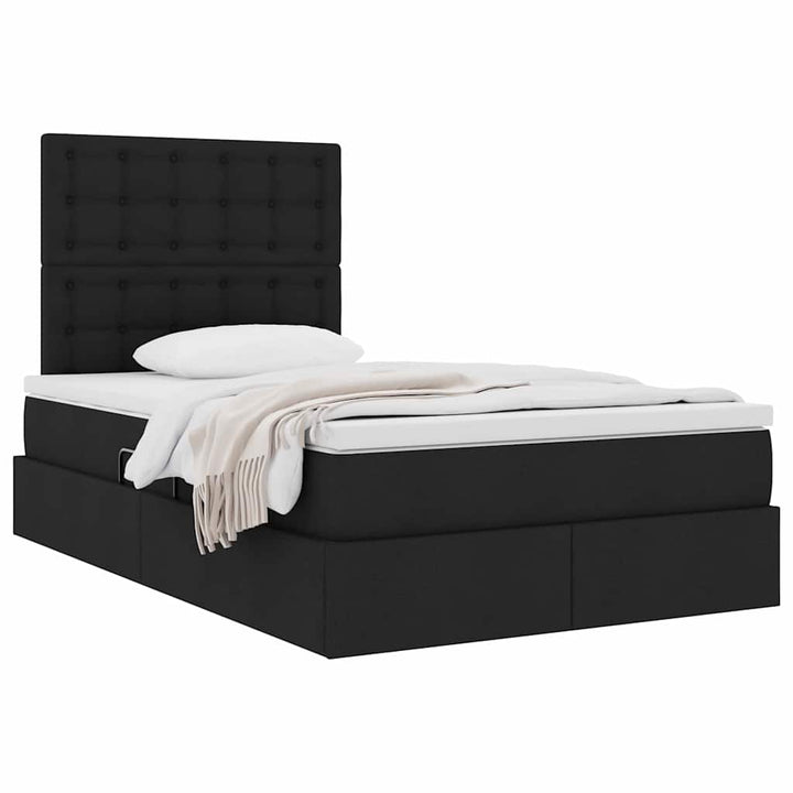 Seng med opbevaring og madras Sort 120 x 200 cm Stof