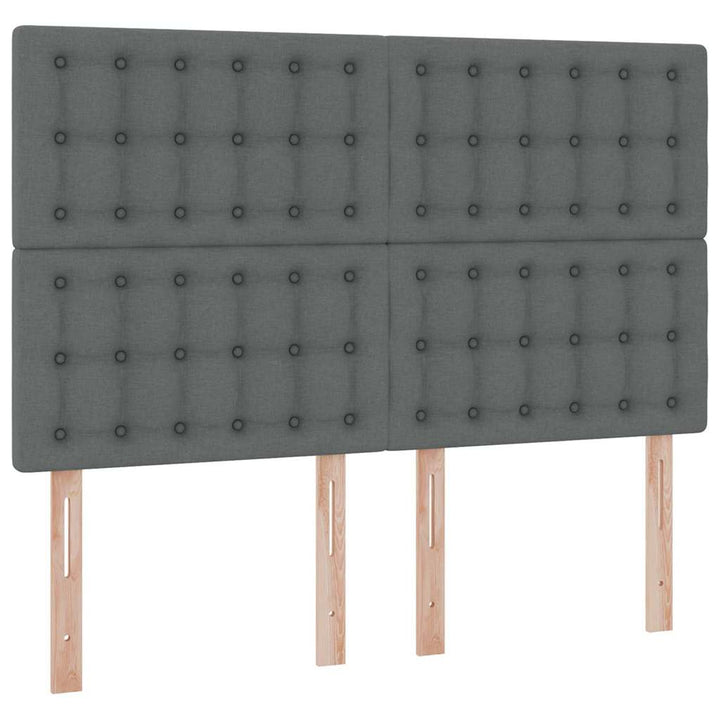 Seng med opbevaring og madras Mørkegrå 140 x 190 cm Stof