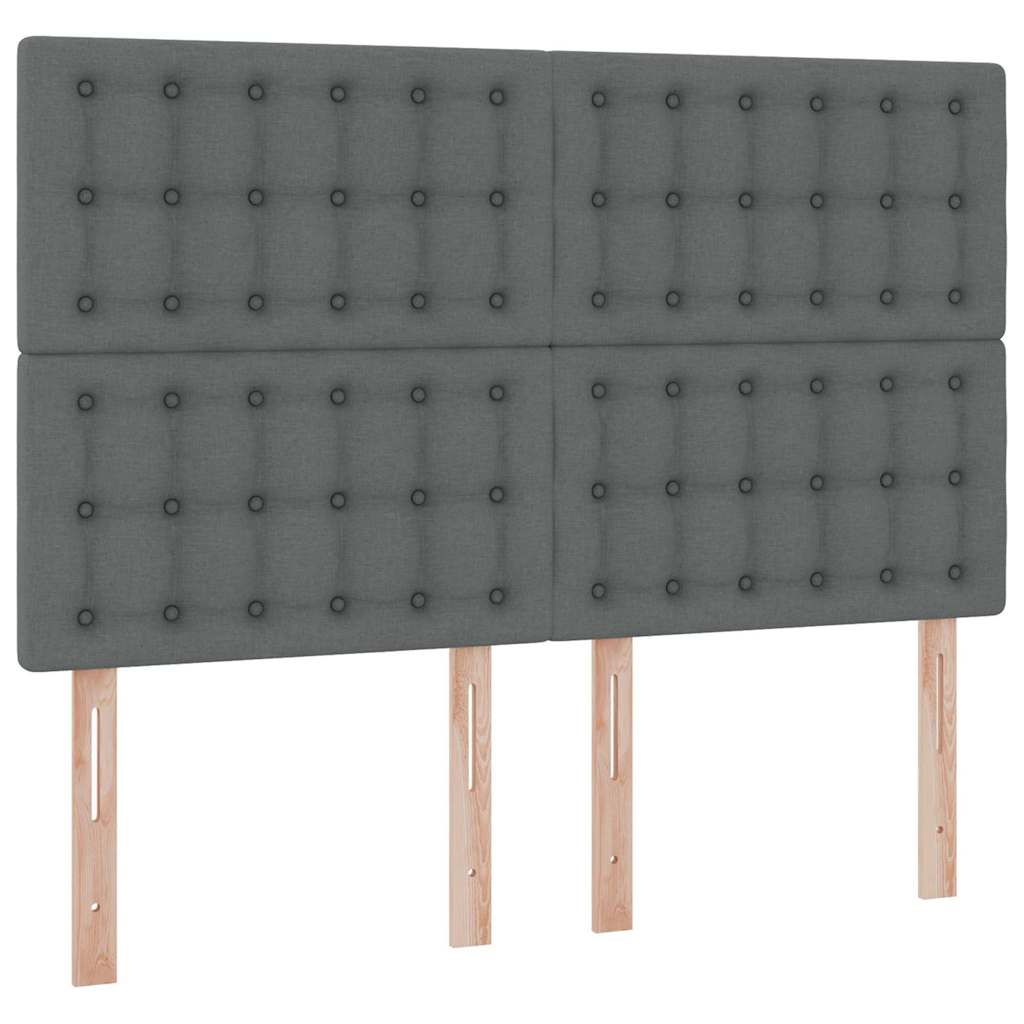 Seng med opbevaring og madras Mørkegrå 140 x 200 cm Stof
