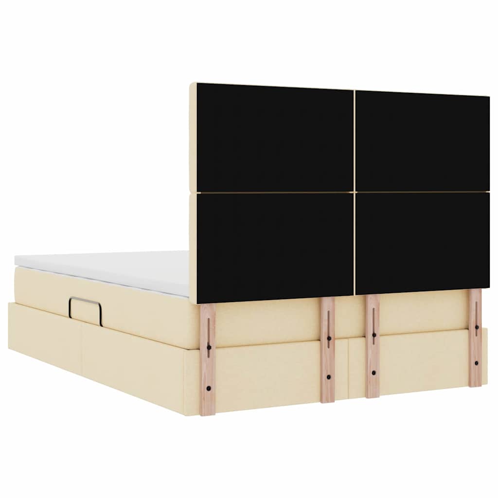 Seng med opbevaring og madras Creme 140 x 200 cm Stof