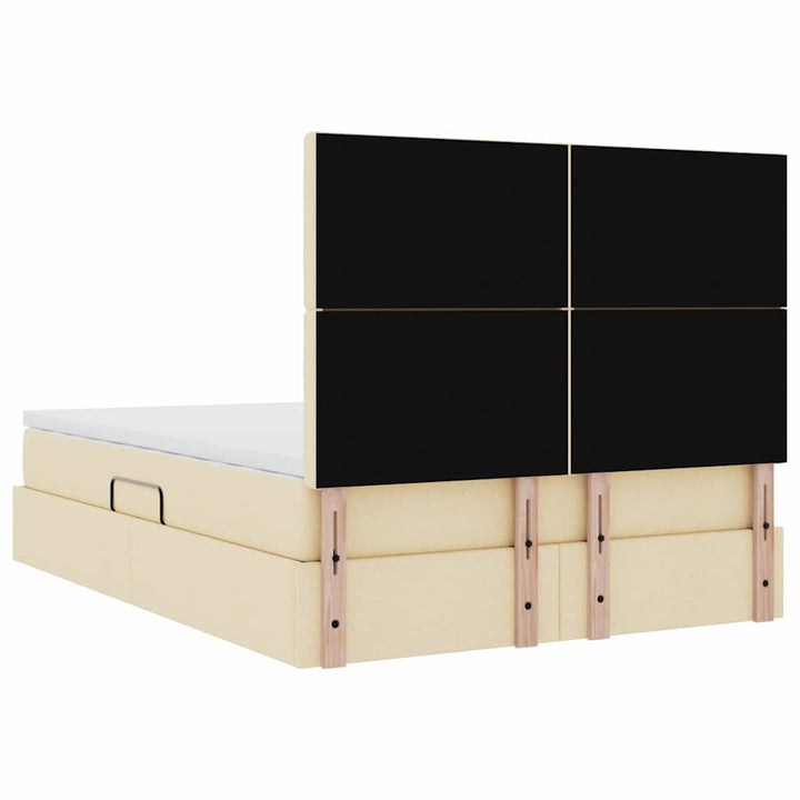 Seng med opbevaring og madras Creme 140 x 200 cm Stof