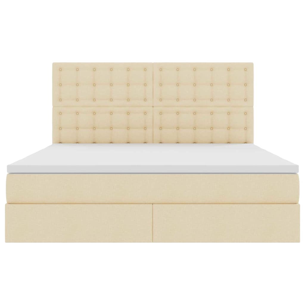 Seng med opbevaring og madras Creme 160 x 200 cm Stof