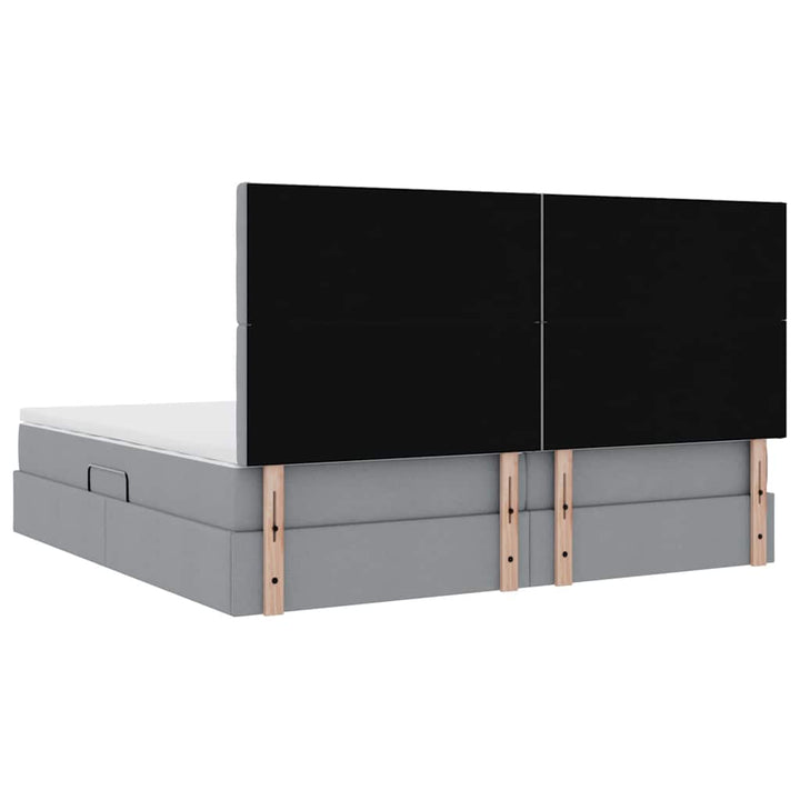 Seng med opbevaring og madras Lysegrå 200 x 200 cm Stof