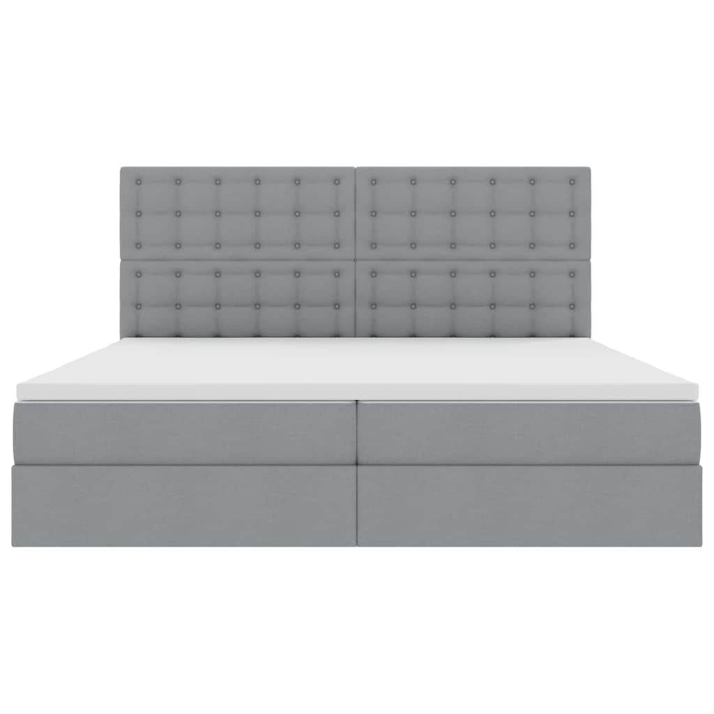 Seng med opbevaring og madras Lysegrå 200 x 200 cm Stof