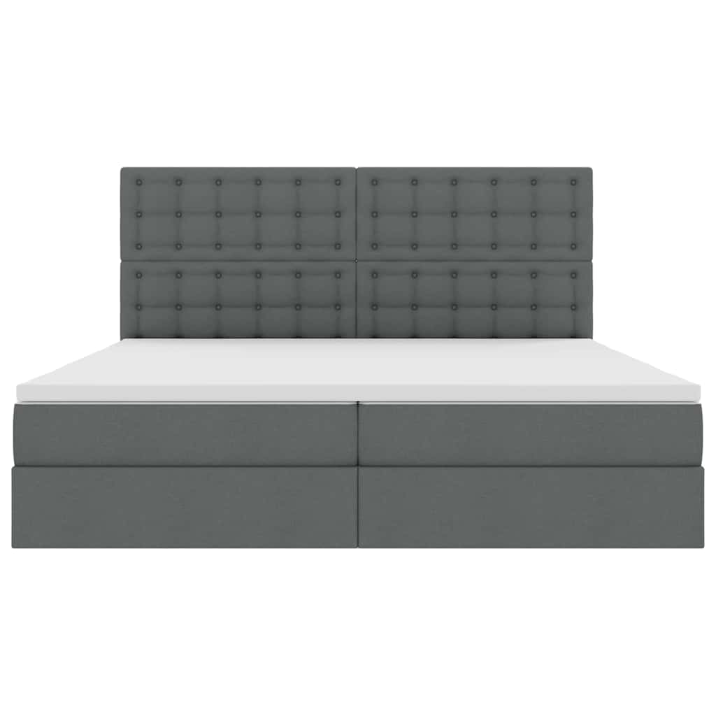 Seng med opbevaring og madras Mørkegrå 200 x 200 cm Stof