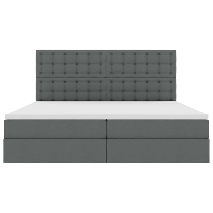 Seng med opbevaring og madras Mørkegrå 200 x 200 cm Stof