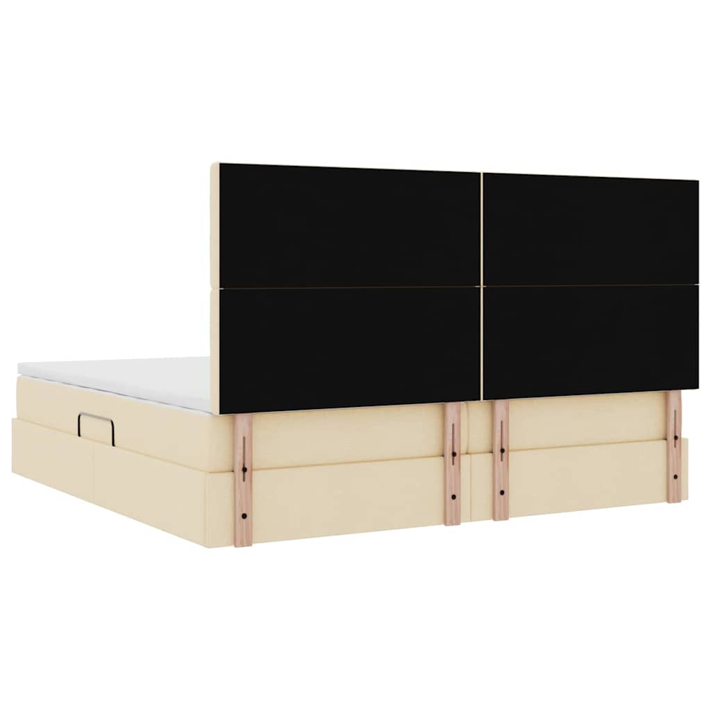 Seng med opbevaring og madras Creme 200 x 200 cm Stof