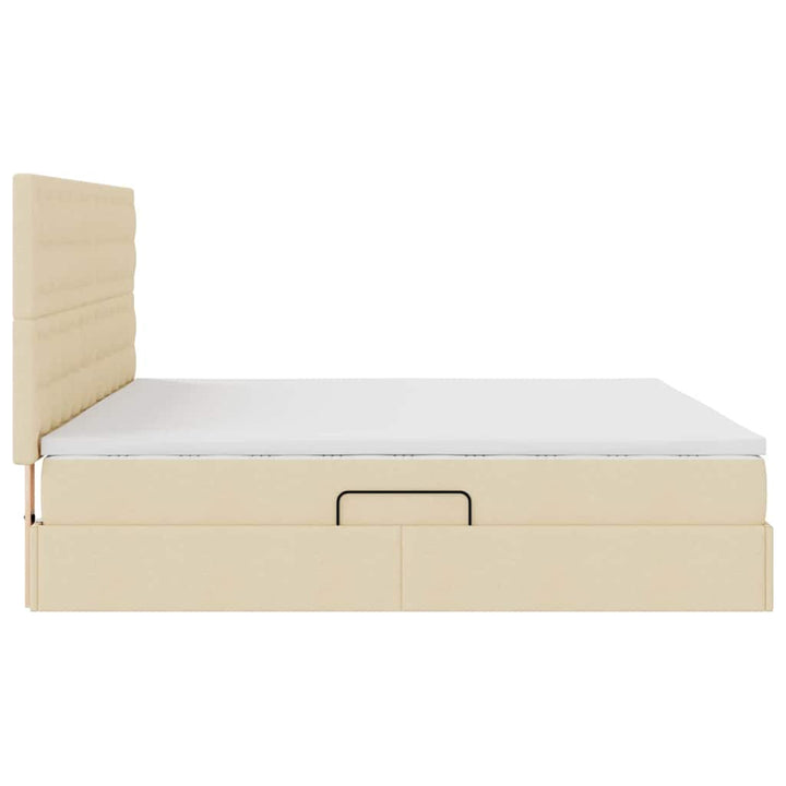 Seng med opbevaring og madras Creme 200 x 200 cm Stof