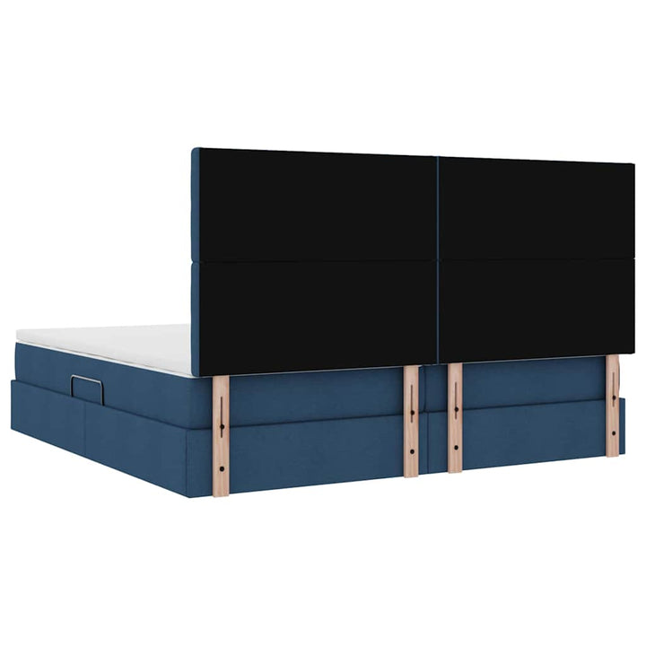 Seng med opbevaring og madras Blå 200 x 200 cm Stof