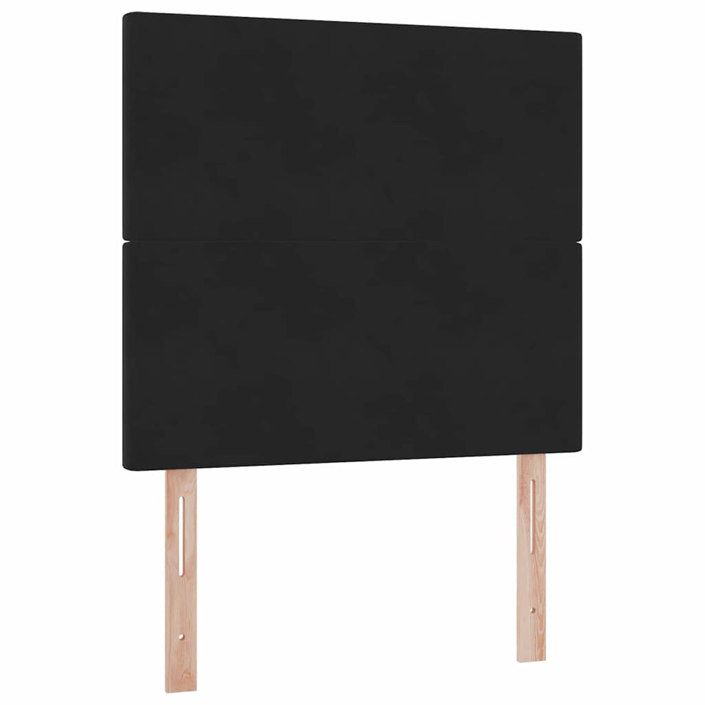 Seng med opbevaring og madras Sort 90 x 200 cm Fløjl