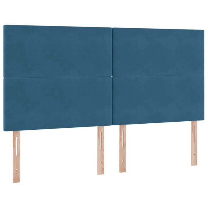 Seng med opbevaring og madras Mørk blå 160 x 200 cm Fløjl