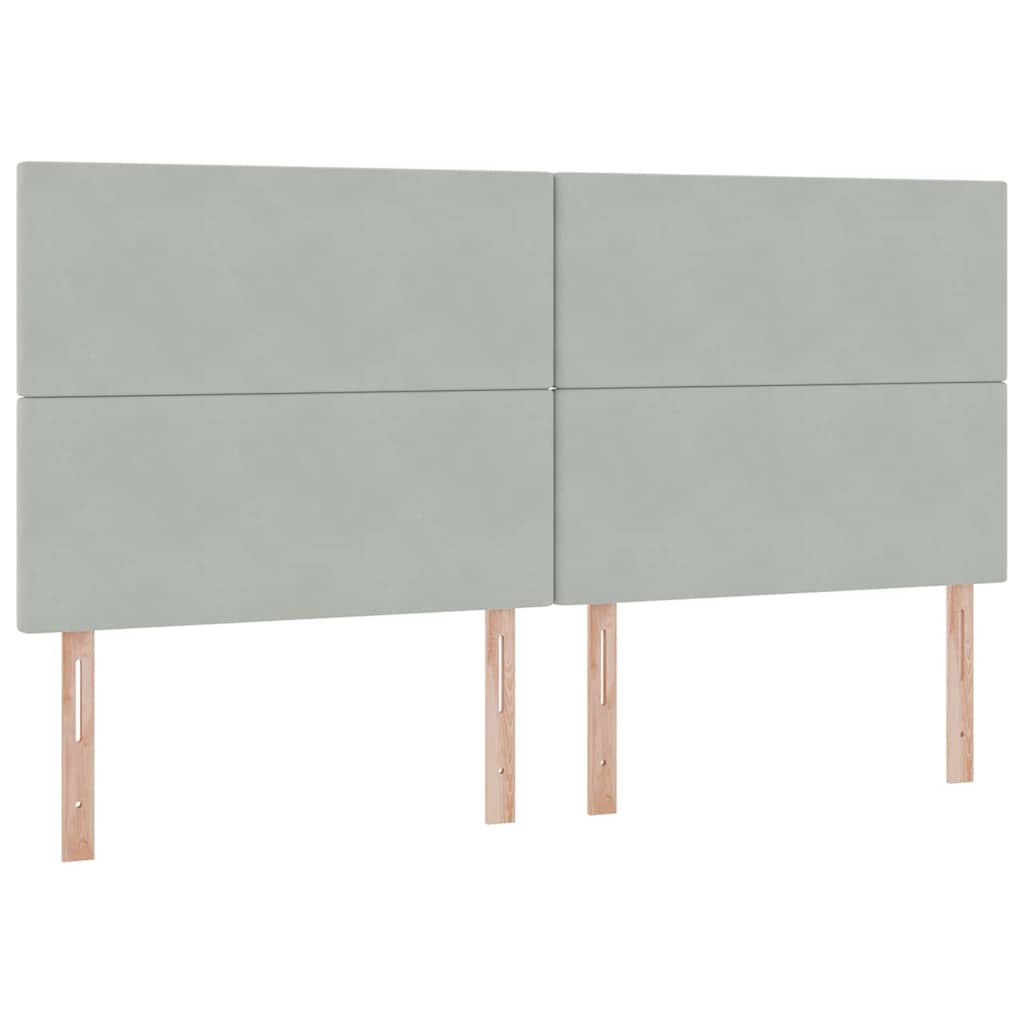 Seng med opbevaring og madras Lysegrå 200 x 200 cm Fløjl