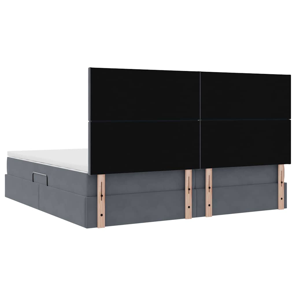 Seng med opbevaring og madras Mørkegrå 200 x 200 cm Fløjl