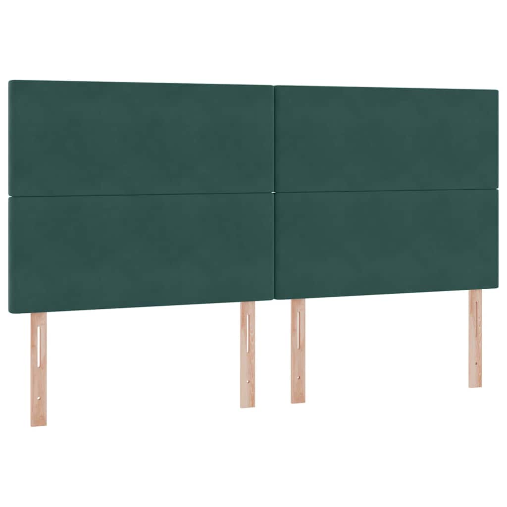 Seng med opbevaring og madras Mørkegrøn 200 x 200 cm Fløjl