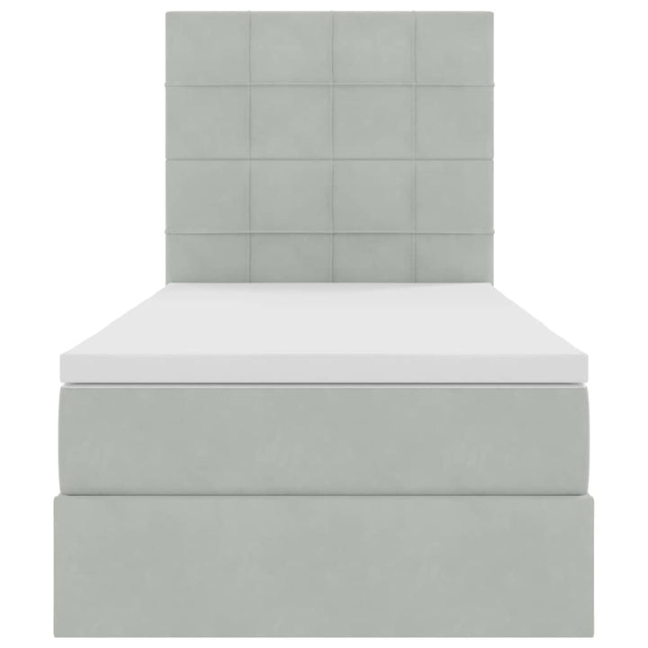 Seng med opbevaring og madras Lysegrå 90 x 190 cm Fløjl