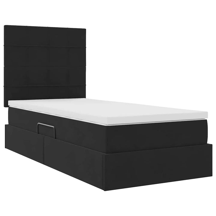 Seng med opbevaring og madras Sort 90 x 190 cm Fløjl