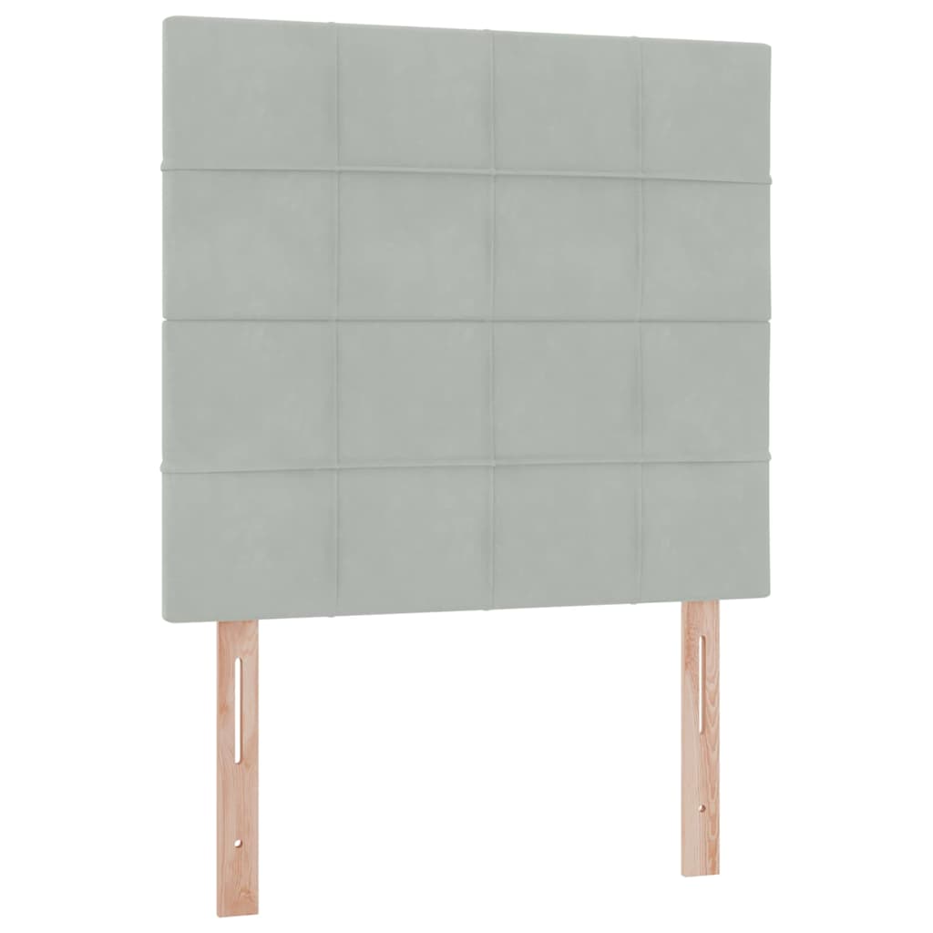 Seng med opbevaring og madras Lysegrå 90 x 200 cm Fløjl