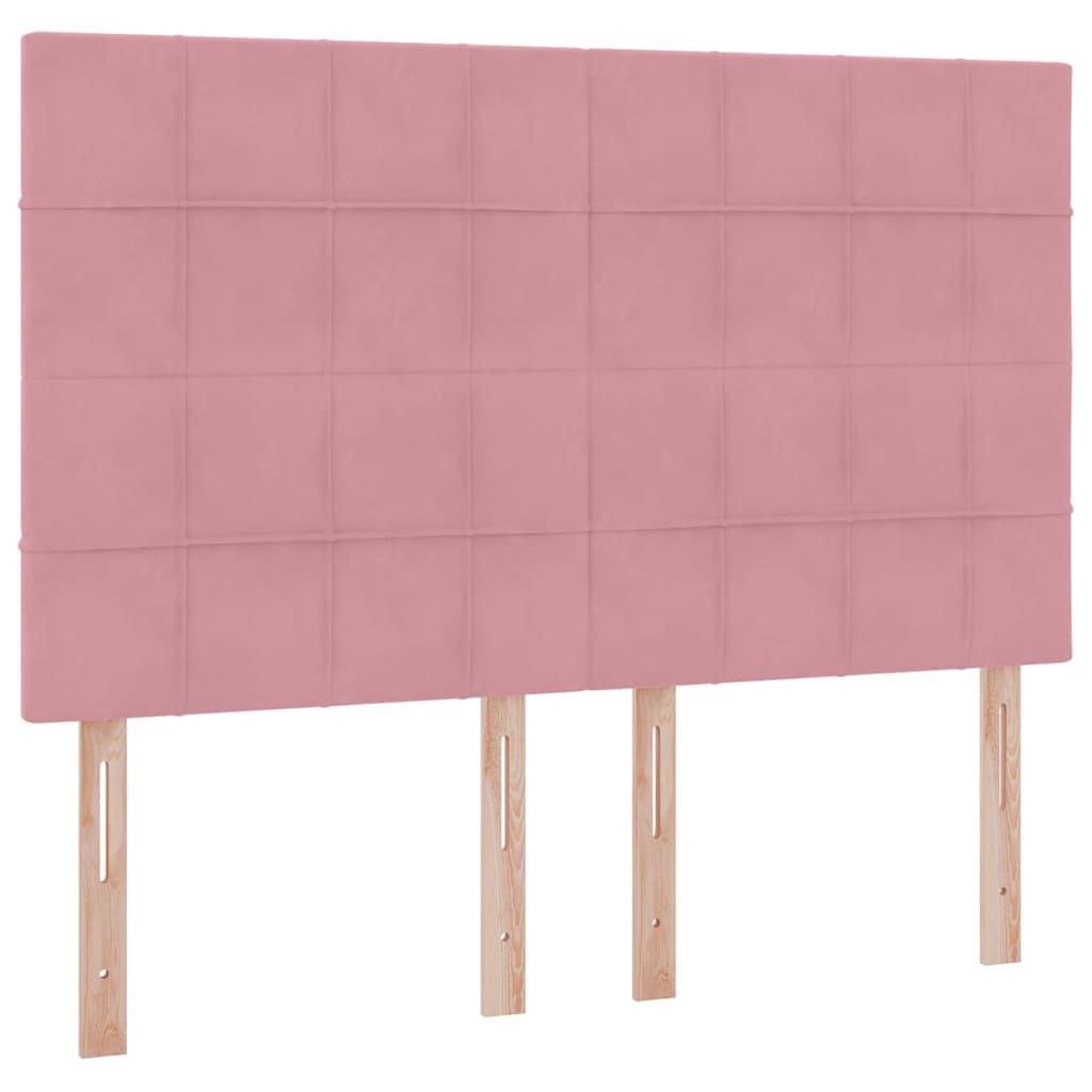 Seng med opbevaring og madras Lyserød 140 x 190 cm Fløjl