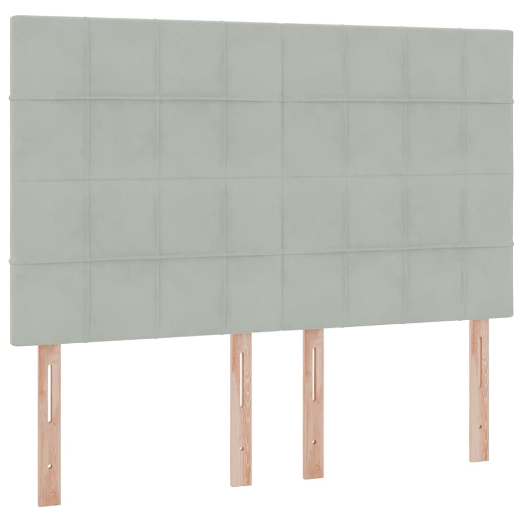 Seng med opbevaring og madras Lysegrå 140 x 200 cm Fløjl