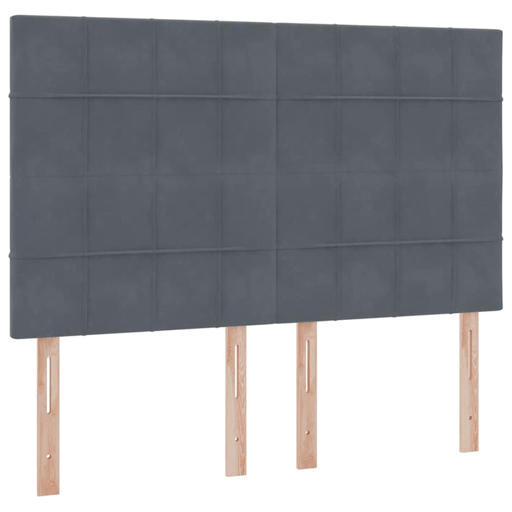 Seng med opbevaring og madras Mørkegrå 140 x 200 cm Fløjl
