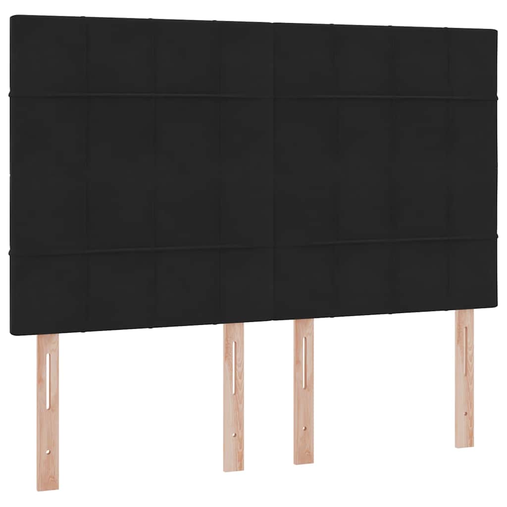 Seng med opbevaring og madras Sort 140 x 200 cm Fløjl