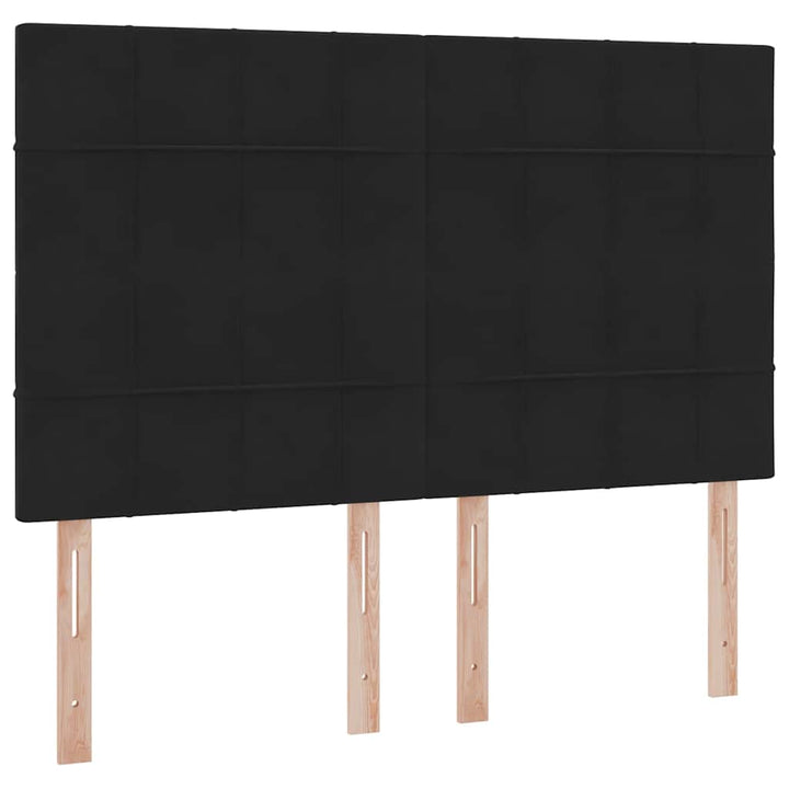 Seng med opbevaring og madras Sort 140 x 200 cm Fløjl
