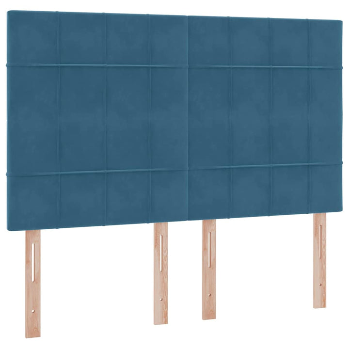 Seng med opbevaring og madras Mørk blå 140 x 200 cm Fløjl
