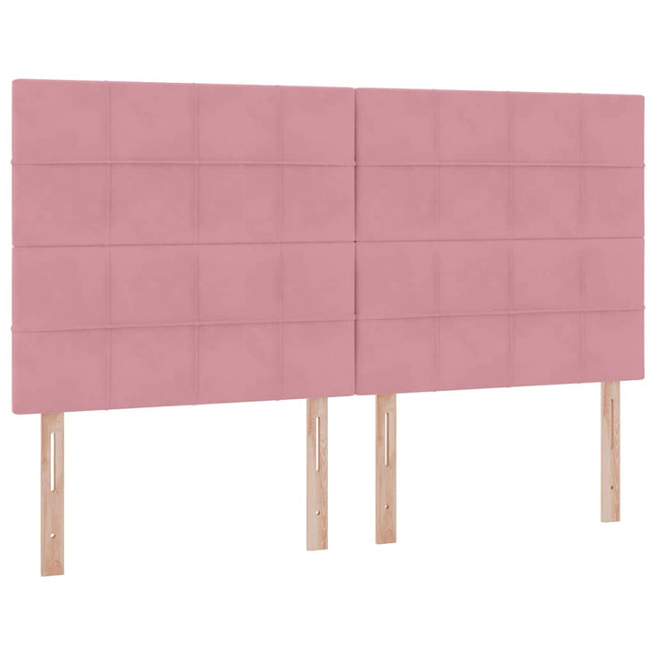 Seng med opbevaring og madras Lyserød 160 x 200 cm Fløjl