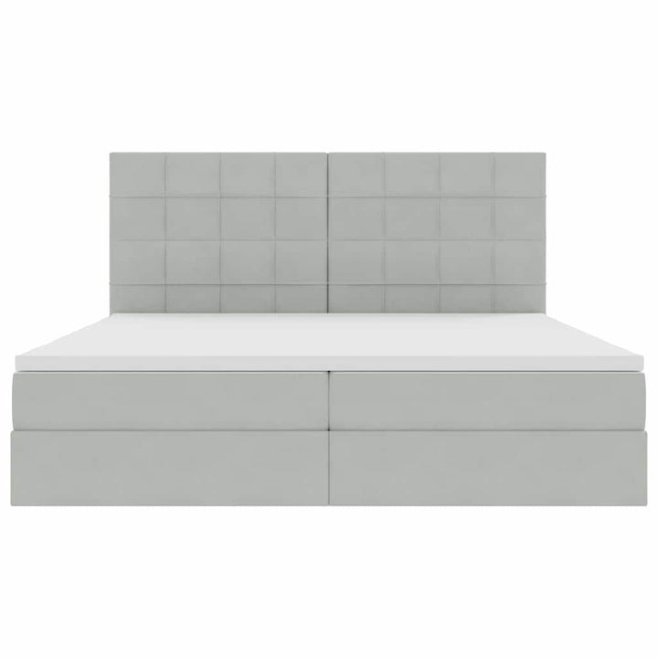 Seng med opbevaring og madras Lysegrå 200 x 200 cm Fløjl