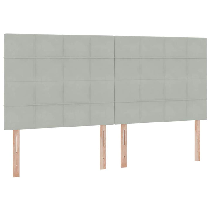 Seng med opbevaring og madras Lysegrå 200 x 200 cm Fløjl