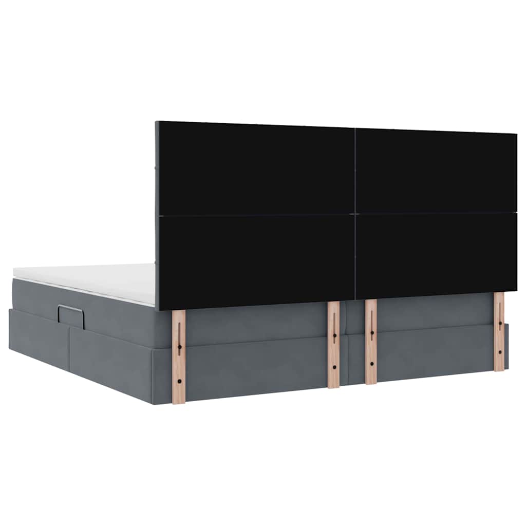 Seng med opbevaring og madras Mørkegrå 200 x 200 cm Fløjl