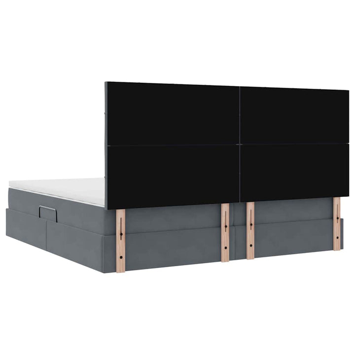 Seng med opbevaring og madras Mørkegrå 200 x 200 cm Fløjl