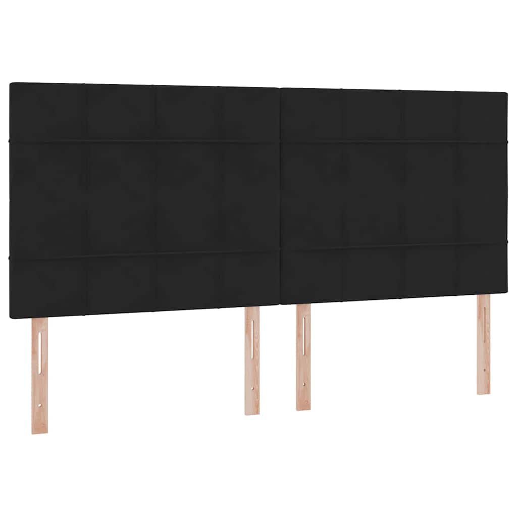 Seng med opbevaring og madras Sort 200 x 200 cm Fløjl