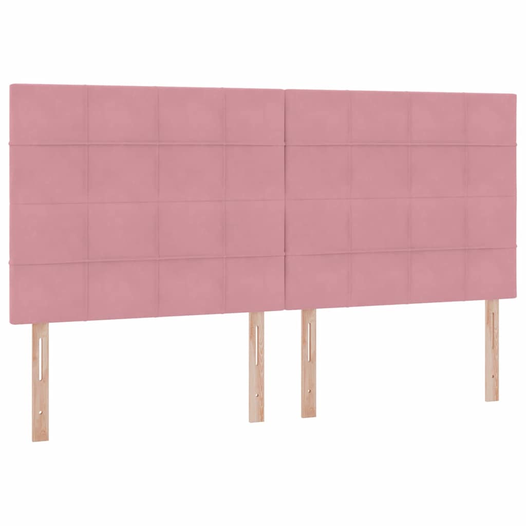 Seng med opbevaring og madras Lyserød 200 x 200 cm Fløjl