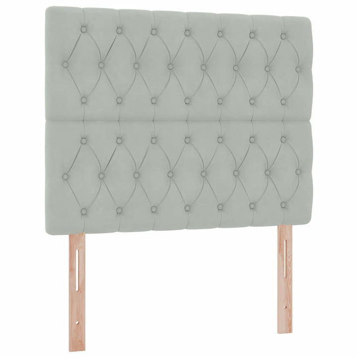 Seng med opbevaring og madras Lysegrå 120 x 200 cm Fløjl