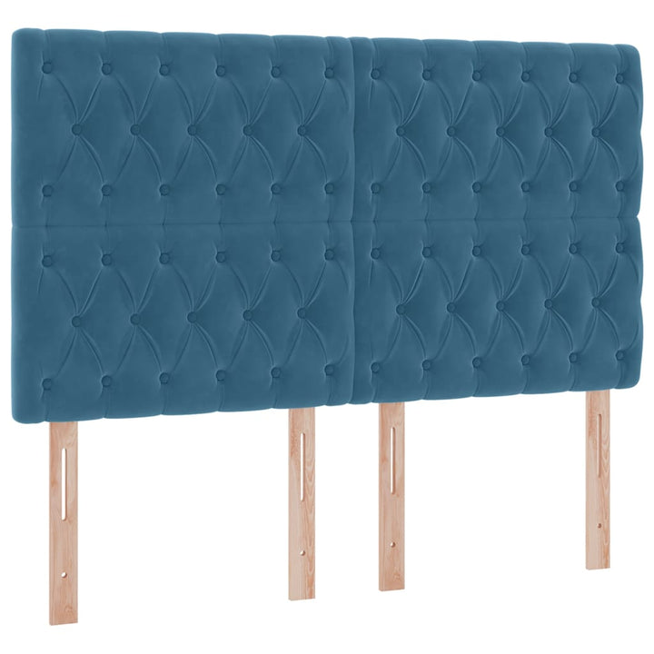 Seng med opbevaring og madras Mørk blå 140 x 200 cm Fløjl