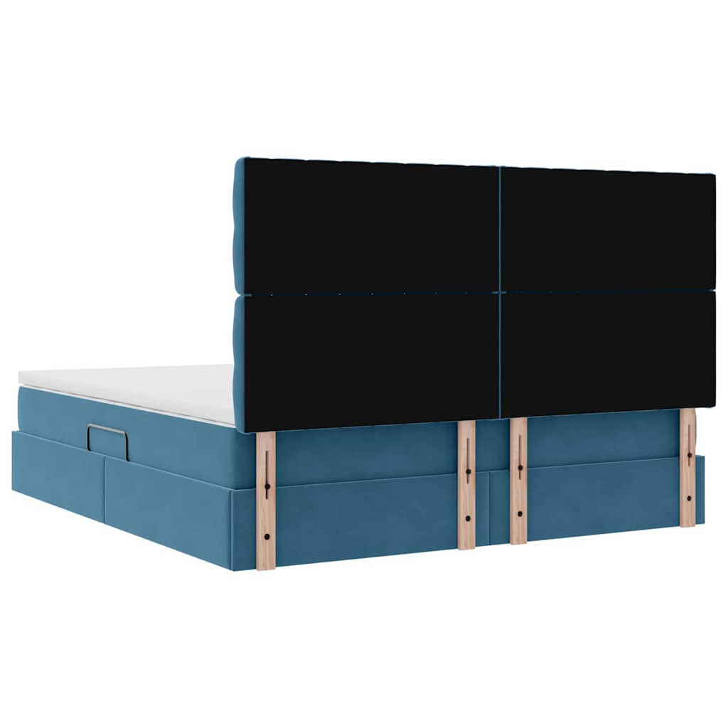 Seng med opbevaring og madras Mørk blå 180 x 200 cm Fløjl