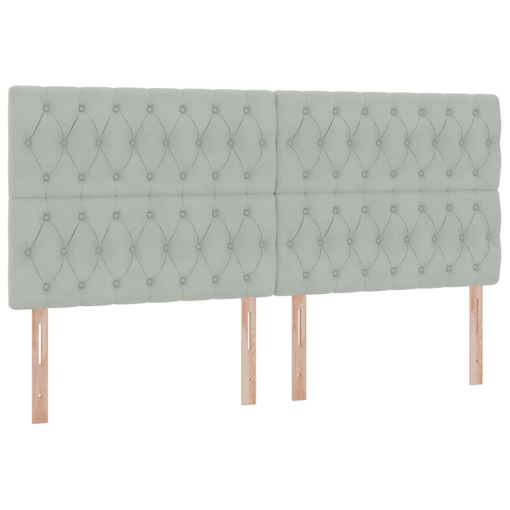 Seng med opbevaring og madras Lysegrå 200 x 200 cm Fløjl