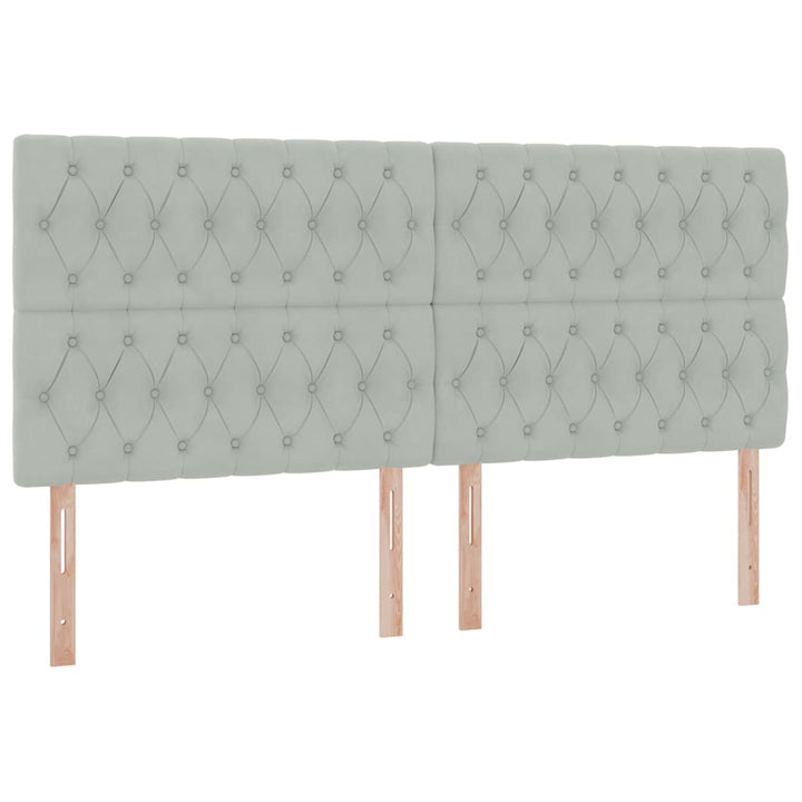 Seng med opbevaring og madras Lysegrå 200 x 200 cm Fløjl
