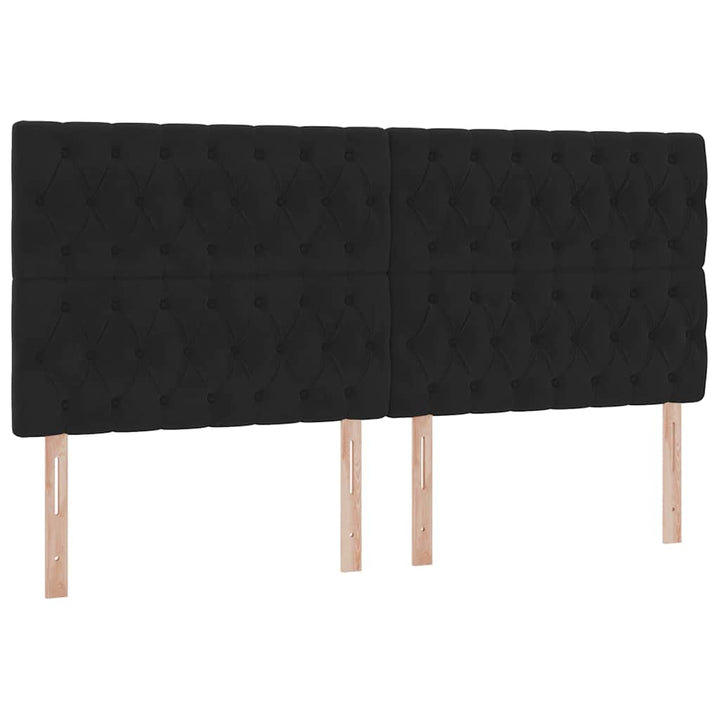 Seng med opbevaring og madras Sort 200 x 200 cm Fløjl