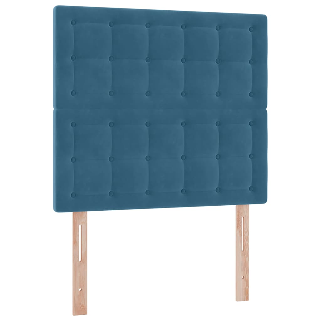 Seng med opbevaring og madras Mørk blå 90 x 200 cm Fløjl