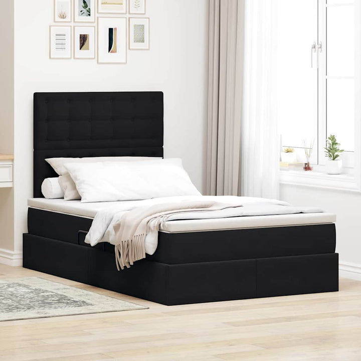 Seng med opbevaring og madras Sort 120 x 200 cm Fløjl