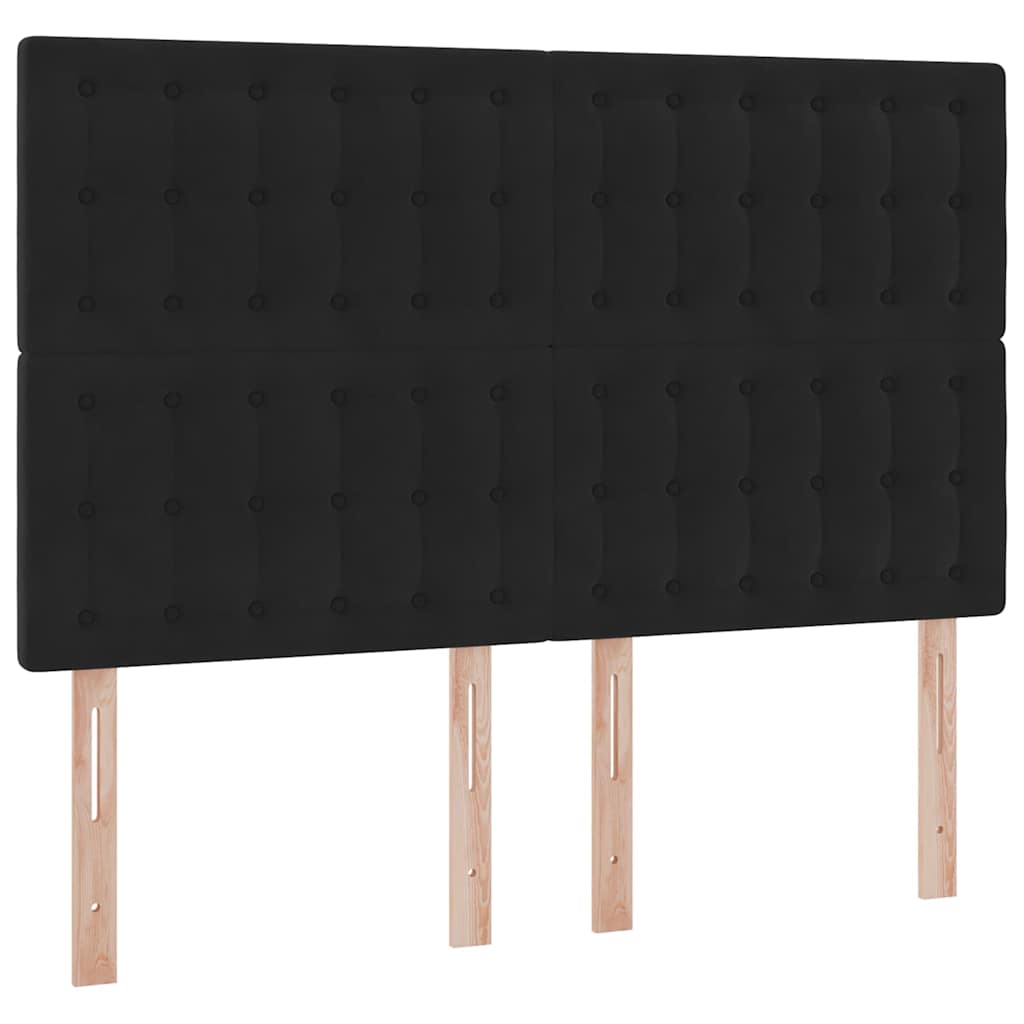Seng med opbevaring og madras Sort 140 x 200 cm Fløjl