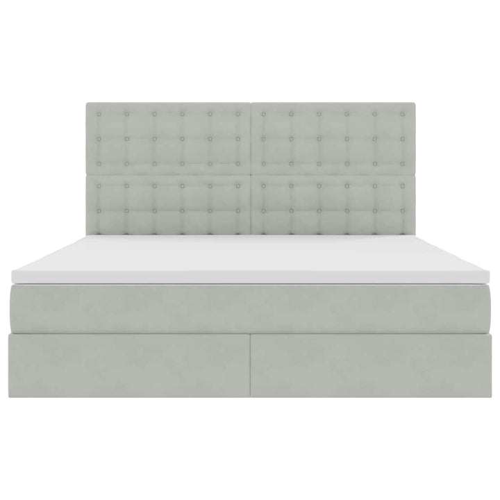 Seng med opbevaring og madras Lysegrå 160 x 200 cm Fløjl